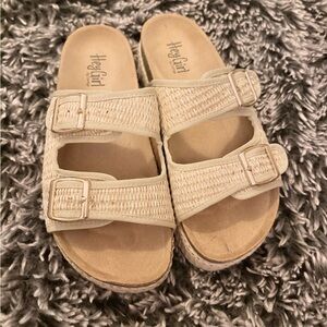 Hey girl by Corkys Cream Woven Sandals